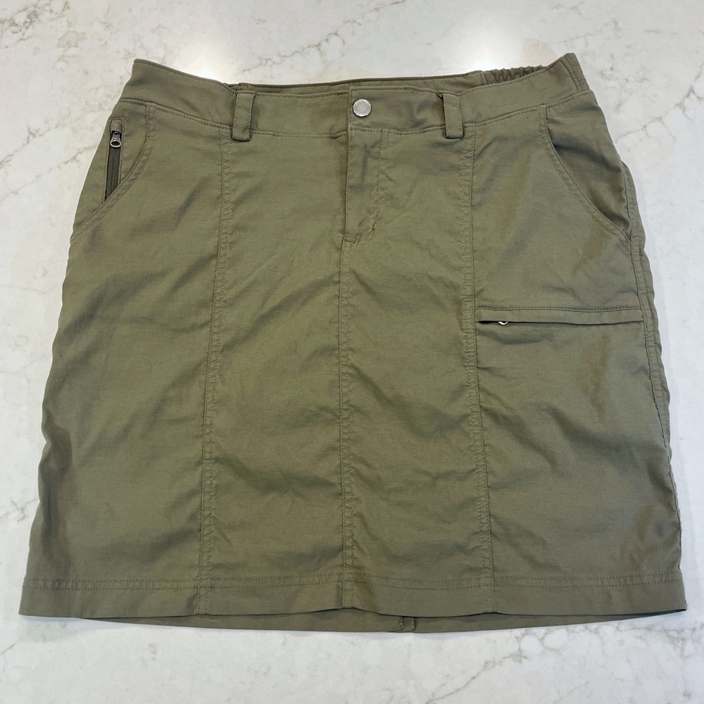 Duluth Trading Dry on Fly Skort Skirt Womens 12 Green Stretch Gorpcore Hiking